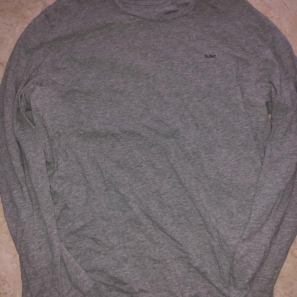 Micael Kors T-Shirt Long Sleeve Grey U-Neck Size L Vintage